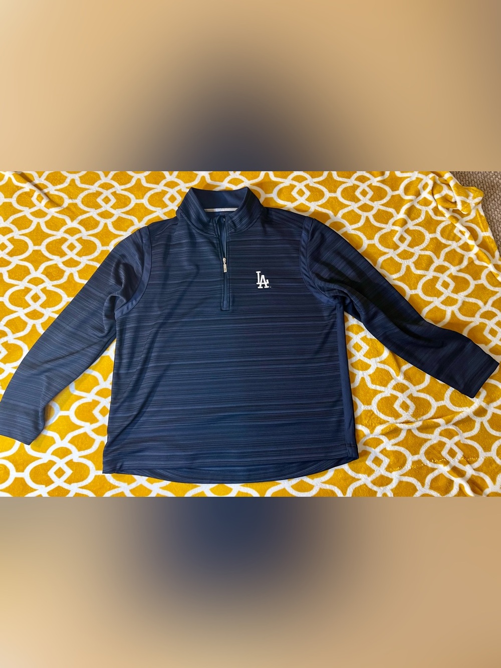 Tommy Bahama IslandZone LA Dodgers Logo L Blue Striped 1/4 Zip Mock Pullover